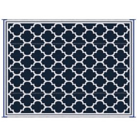 Outsunny 9x18 Modern Outdoor Mat, Plastic Waterproof, Reversible & Folding for Picnic, Beach, Camping, Blue & White