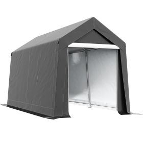Outsunny Galvanized 7' x 12' Outdoor Storage Tent, Heavy Duty and Waterproof Portable Shed, for Bike, Motorcycle, Tools, Gray