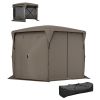 Outsunny 11 x 11ft Pop Up Gazebo Screen Tent with Removable Roof Cover, Roll-up Wind Panels for Camping, Backyard, Brown