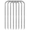 tt12PC 12inch High-strength U-shaped threaded steel ground spikes for multi-purpose pipe and tent anchoring. Durable and windproof.