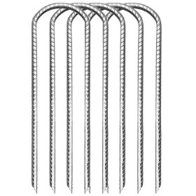 tt12PC 12inch High-strength U-shaped threaded steel ground spikes for multi-purpose pipe and tent anchoring. Durable and windproof.