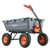 VEVOR Garden Cart, Durable Poly Dump Cart with Simple Assembly Steel Frame, Versatile Dump Wagon with Dual-Function Handle