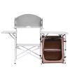VEVOR Outdoor 2-Tier Kitchen with Zippered Bag, Portable Folding Cook Table for BBQ, Party and Camping, Brown