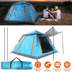 4-5 Person Pop-Up Camping Tent, Instant Setup Family Tent with 2 Mosquito Nets Windows, Portable for Hiking, Backpacking & Outdoor Adventures