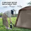 Inflatable Camping Tent, 1-2 Person Glamping Tent with Hand Pump, Blow Up Tent with Doors, Carry Bag, Khaki and Brown