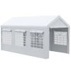 10' x 20' Party Tent and Carport, Height Adjustable Portable Garage, Outdoor Canopy Tent 8 Legs with Sidewalls for Car, Truck, Boat, Motorcycle, Bike