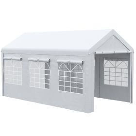 10' x 20' Party Tent and Carport, Height Adjustable Portable Garage, Outdoor Canopy Tent 8 Legs with Sidewalls for Car, Truck, Boat, Motorcycle, Bike