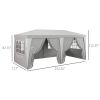 Outsunny 19 x 10' Pop Up Canopy Tent with 6 Removable Sidewalls, 4 Windows, Large Ez Up Canopy with Adjustable Height