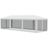 Outsunny 10' x 28' Party Tent Canopy, Outdoor Event Shelter Gazebo with 8 Removable Mesh Sidewalls, Zipper Doors, Steel Frame, White