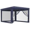 Party Tent with 4 Mesh Sidewalls Blue 9.8'x13.1' HDPE