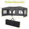 10 x 20 ft Heavy Duty Awning Canopy Pop Up Gazebo Marquee Party Wedding Event Tent with 6 Removable Sidewalls & Carry Bag, Black