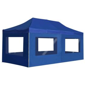 Professional Folding Party Tent with Walls Aluminum 19.7'x9.8' Blue