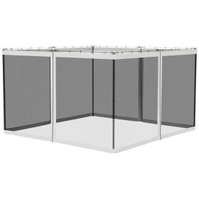 Outsunny 10' x 12' Replacement Mesh Sidewall Netting for Patio Gazebos and Canopy Tents with Zippers (Sidewall Only), White
