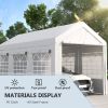 10' x 20' Party Tent and Carport, Height Adjustable Portable Garage, Outdoor Canopy Tent 8 Legs with Sidewalls for Car, Truck, Boat, Motorcycle, Bike