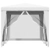 Party Tent with 4 Mesh Sidewalls 8.2'x8.2' White