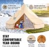 VEVOR 10-12 Person Canvas Glamping Bell Tent, Breathable Waterproof Yurt Tent with Stove Jack and Detachable Side Wall for Family Camping