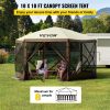 VEVOR Gazebo Screen Tent, 10 x 10 ft, 6 Sided Pop-up Camping Canopy Shelter Tent with Mesh Windows, Portable Carry Bag, Ground Stakes