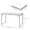 Outsunny 47" Aluminum Lightweight Portable Folding Easy Clean Camping Table with Carrying Handle