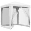 Party Tent with 4 Mesh Sidewalls 6.6'x6.6' White