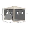 Outsunny 10' x 10' Pop Up Canopy Tent with Netting, Instant Screen House Room, UV-Resistant Sun Shelter, Height Adjustable with Windows