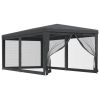 Party Tent with 6 Mesh Sidewalls Anthracite 9.8'x19.7' HDPE