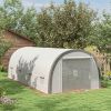 Outsunny 19.5' x 10' x 6.5' Walk-in Tunnel Greenhouse with Upgraded Structure, Zippered Roll Up Mesh Door, 8 Mesh Windows