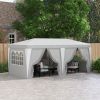Outsunny 19 x 10' Pop Up Canopy Tent with 6 Removable Sidewalls, 4 Windows, Large Ez Up Canopy with Adjustable Height