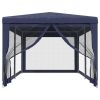 Party Tent with 6 Mesh Sidewalls Blue 9.8'x19.7' HDPE