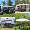 10x10 Pop Up Canopy with Sidewalls, Easy Up Canopy Tent, Heavy Duty Tents for Parties, One Person Set Up Event Tent, White