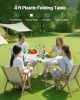 4 Ft Plastic Folding Table Portable Picnic Utility Table Handle Indoor Outdoor