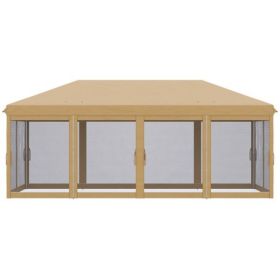 Pop Up Canopy Party Tent with Netting 10' x 20' Beige -AS