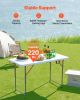 4 Ft Plastic Folding Table Portable Picnic Utility Table Handle Indoor Outdoor