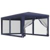 Party Tent with 6 Mesh Sidewalls Blue 9.8'x19.7' HDPE