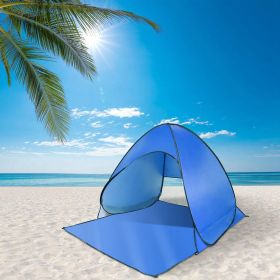 Pop Up Beach Tent Sun Shade Shelter Anti-UV Automatic Waterproof Tent Canopy for 2/3 Man w/ Net Window Storage Bag for Outdoor Beach Camping Fishing P (Color: Blue)