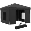 Outsunny 9.7' x 9.7' Pop Up Canopy with Sidewalls, Portable Canopy Tent with 2 Mesh Windows, Reflective Strips, Carry Bag for Events, Outdoor Party