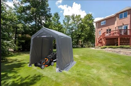 7x8 ft Outdoor Portable Gazebo Storage Shelter Shed with 2 Roll up Zipper Doors & Vents Carport for Motorcycle Waterproof and UV Resistant Anti-Snow P (Color: as Pic)