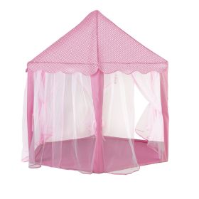 53"H Princess Castle Play Tent House with LED Star Lights for Kids, Indoor and Outdoor, Pink (Color: as Pic)