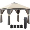 Outsunny 10' x 10' Pop Up Canopy Tent with Netting, Instant Tents for Parties, Height Adjustable, with Wheeled Carry Bag and 4 Sand Bags for Outdoor