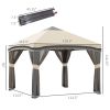 Outsunny 10' x 10' Pop Up Canopy Tent with Netting, Instant Tents for Parties, Height Adjustable, with Wheeled Carry Bag and 4 Sand Bags for Outdoor