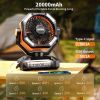 Portable Camping Fan with 20000mAh Battery 4 LED Lights 8 Speed Settings Rechargeable Outdoor Tent Fan with Hook Quiet USB Fan for Camping Hiking Emer